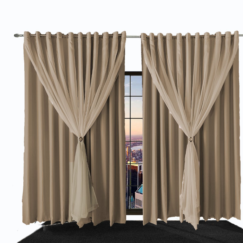 cortina p/quarto blackout Ana 2,00 x1,90 c/voal bege