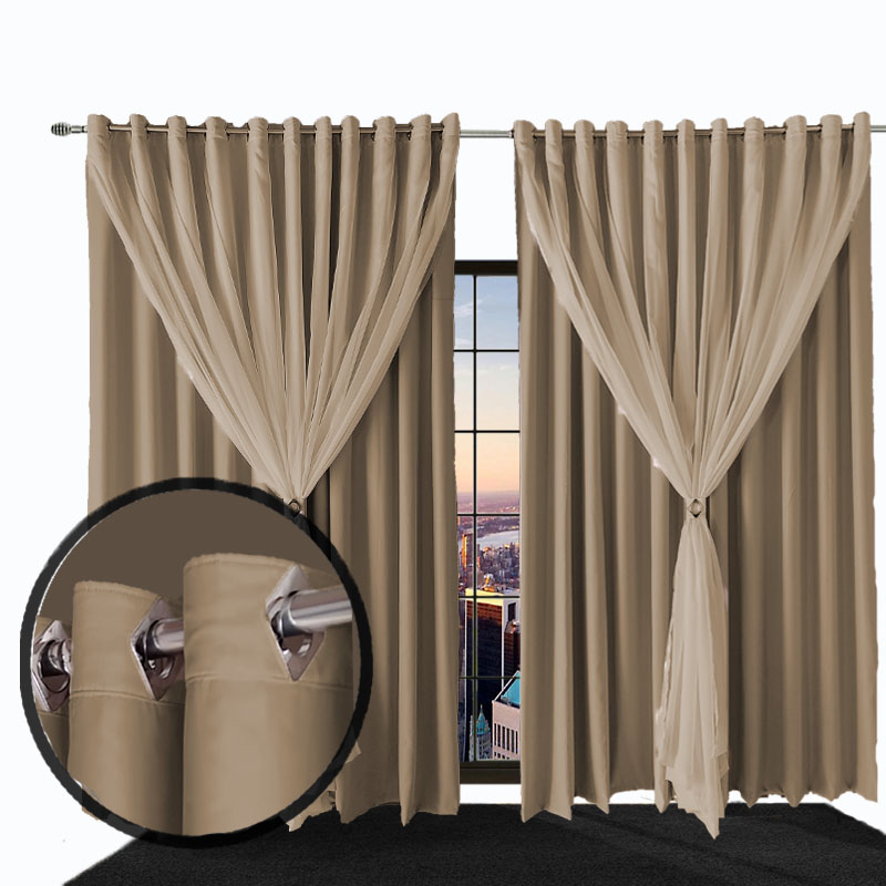 cortina p/quarto blackout Ana 2,00 x1,90 c/voal bege