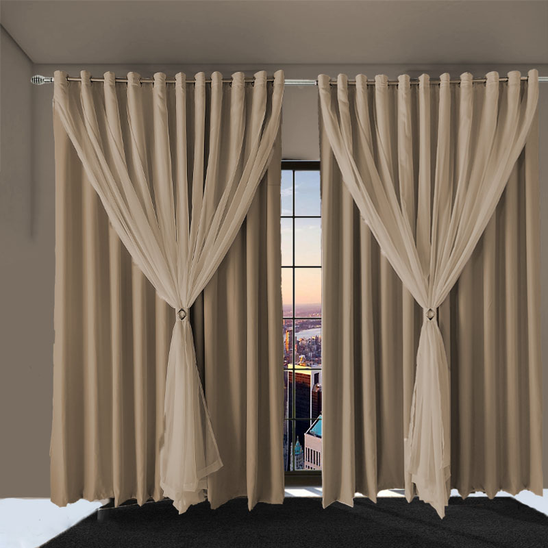 cortina p/quarto blackout Ana 2,00 x1,90 c/voal bege