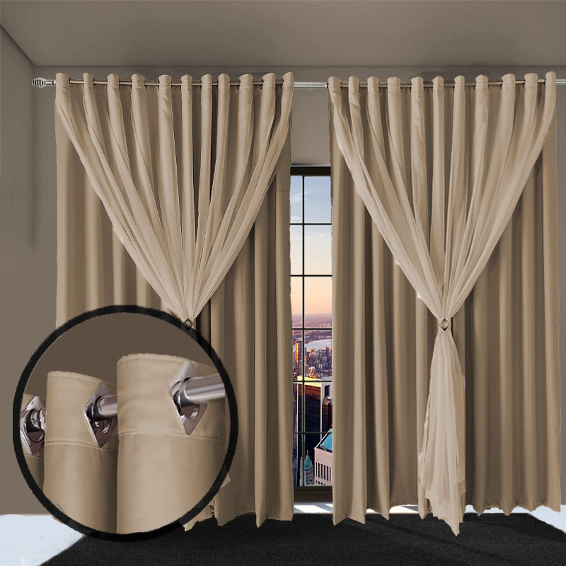 cortina p/quarto blackout Ana 2,00 x1,90 c/voal bege