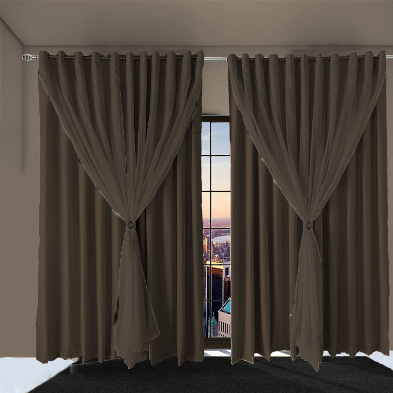 cortina p/quarto blackout Ana varão 2,00 x 1,80 marrom
