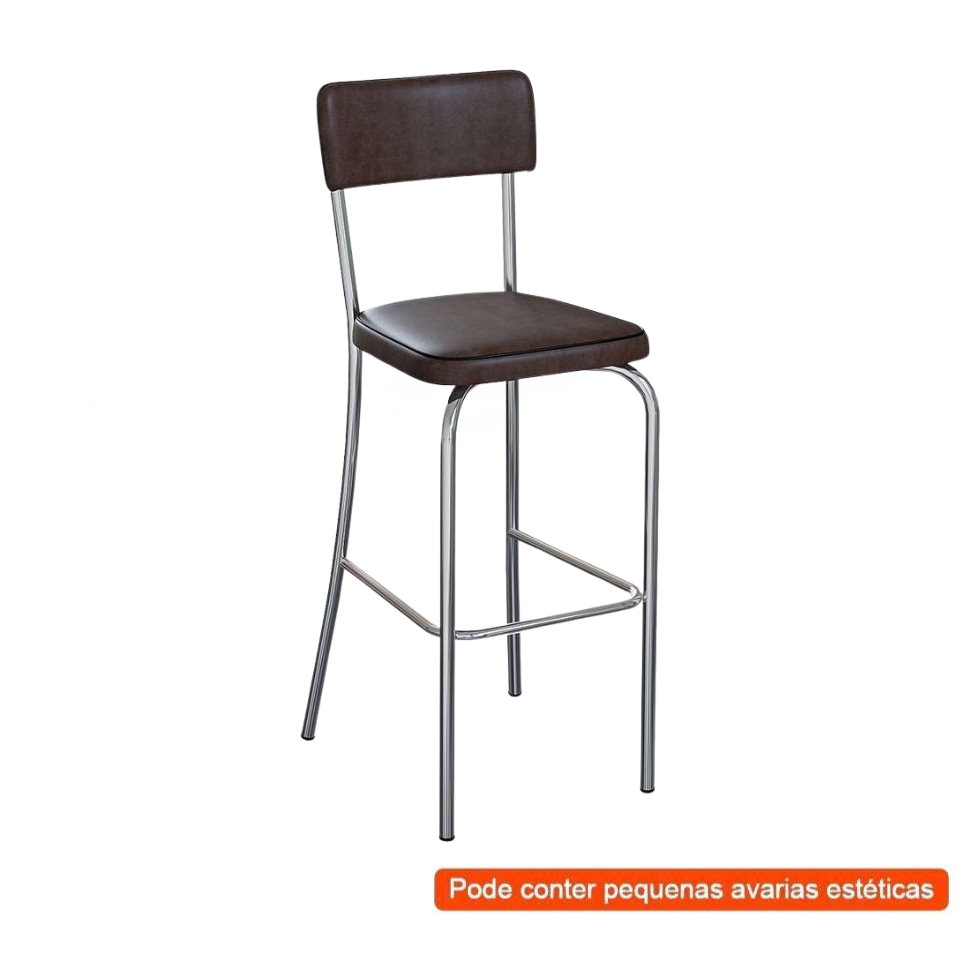 [OUTLET] Banqueta Revs Cromada e Tabaco