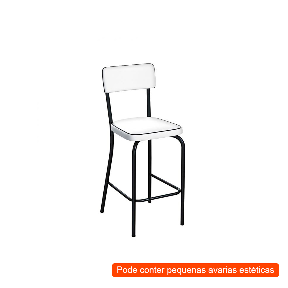 [OUTLET] Banqueta Temp Preta e Branca