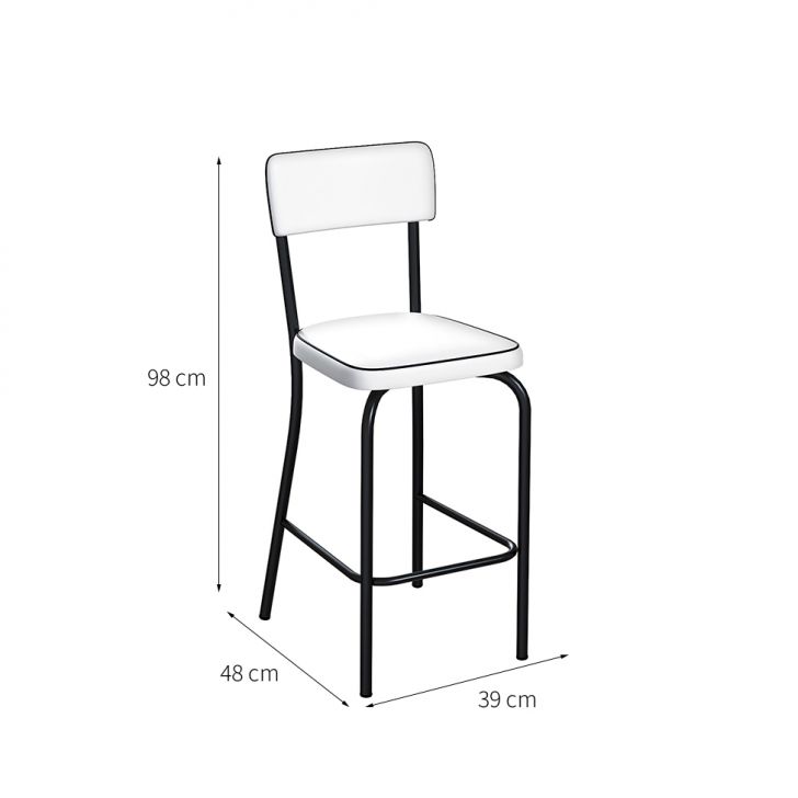 [OUTLET] Banqueta Temp Preta e Branca