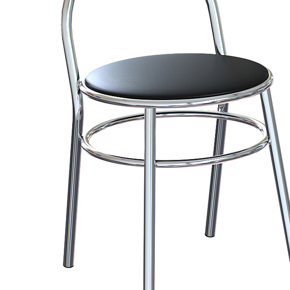 Conjunto com 2 Bancos Ader Cromado e Preto