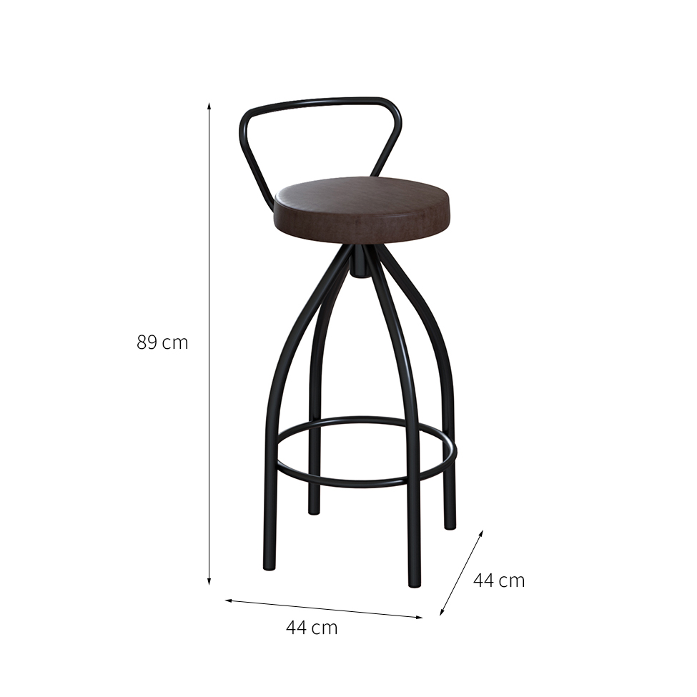 Conjunto com 2 Banquetas Artois Preto e Tabaco
