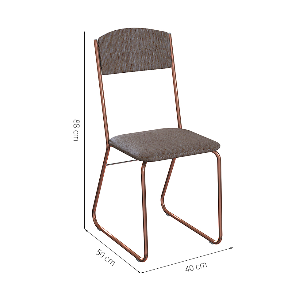 Conjunto com 2 Cadeiras Byron Cinza e Cobre