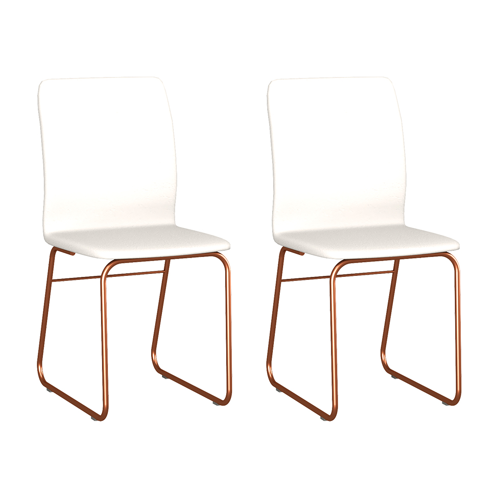 Conjunto com 2 Cadeiras Hawke Branco e Cobre