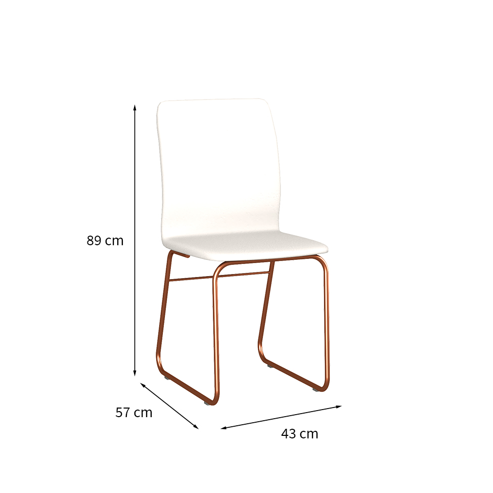 Conjunto com 2 Cadeiras Hawke Branco e Cobre