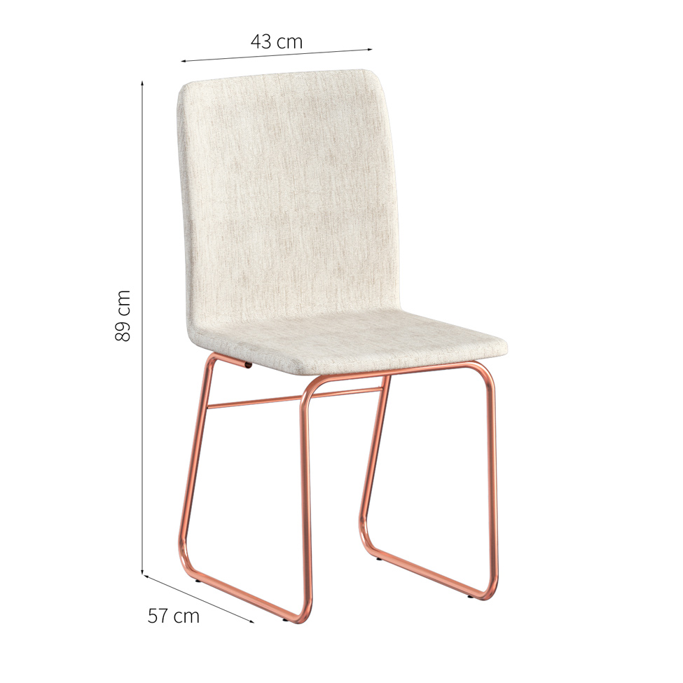 Conjunto com 2 Cadeiras Lana Rosé Gold e Palha