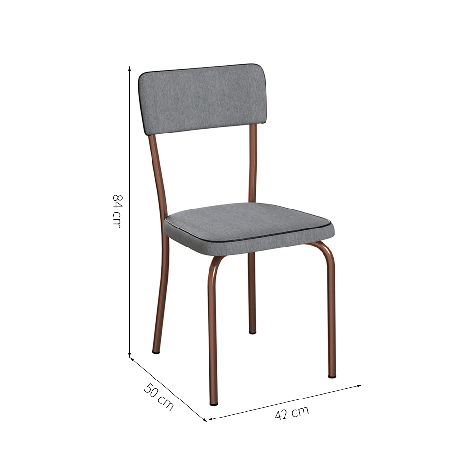Conjunto com 2 Cadeiras Mackay Cinza e Cobre