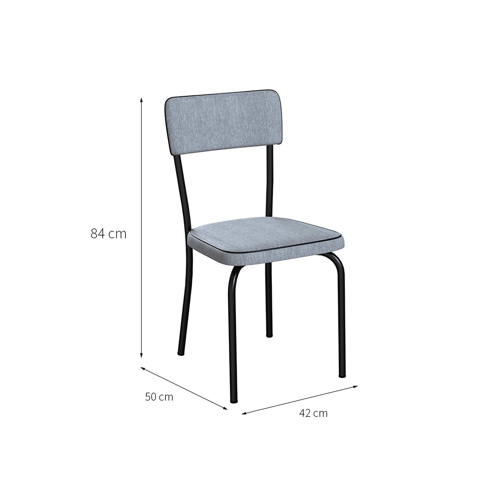 Conjunto com 2 Cadeiras Mackay Cinza e Preto
