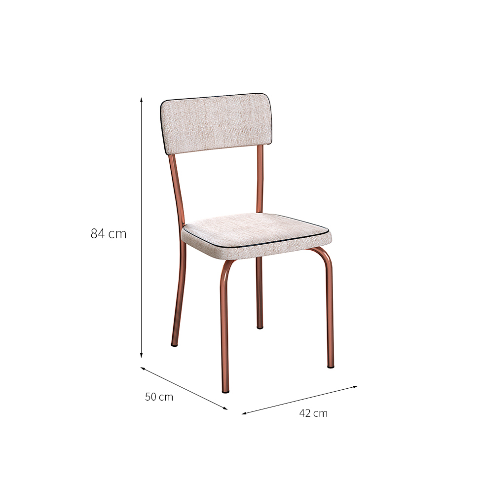 Conjunto com 2 Cadeiras Mackay Palha e Cobre