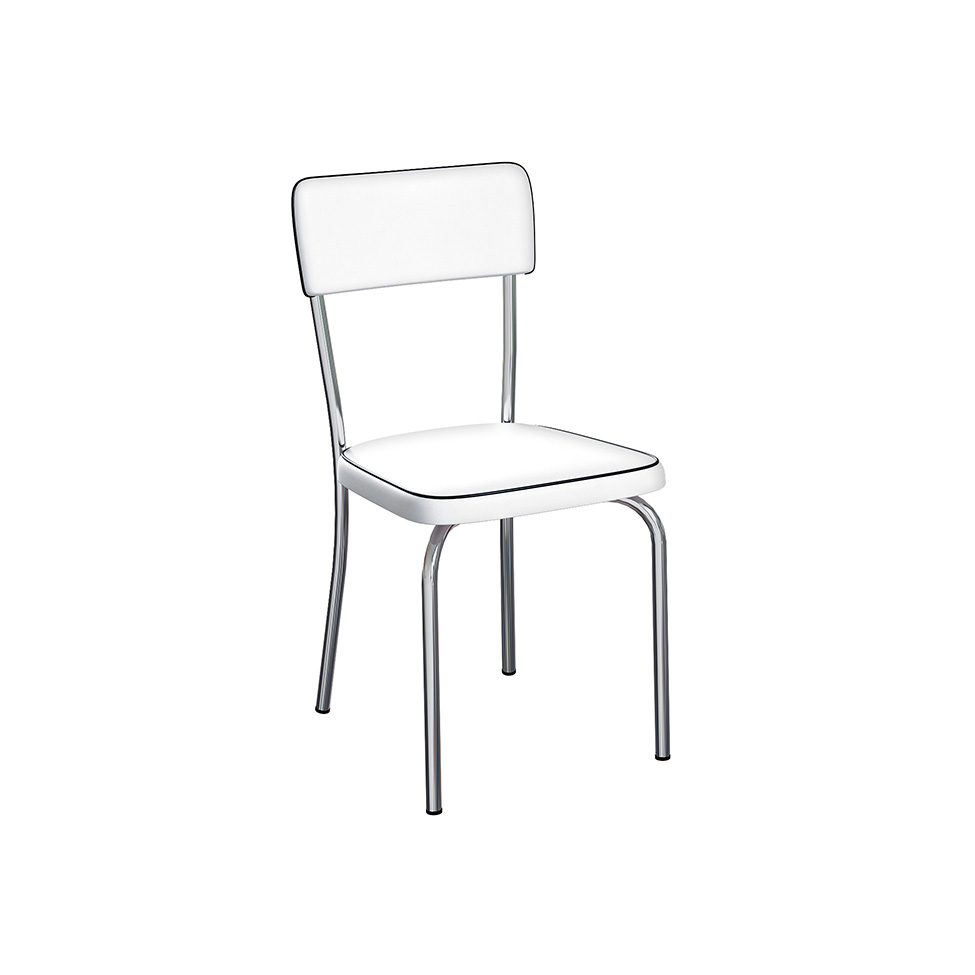 Conjunto com 2 Cadeiras de Cozinha Marshal Branco e Cromado