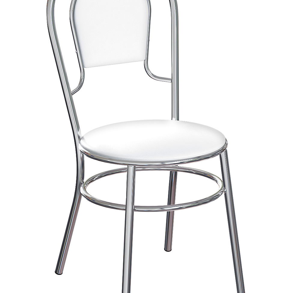 Conjunto com 2 Cadeiras de Cozinha River Branco e Cromado