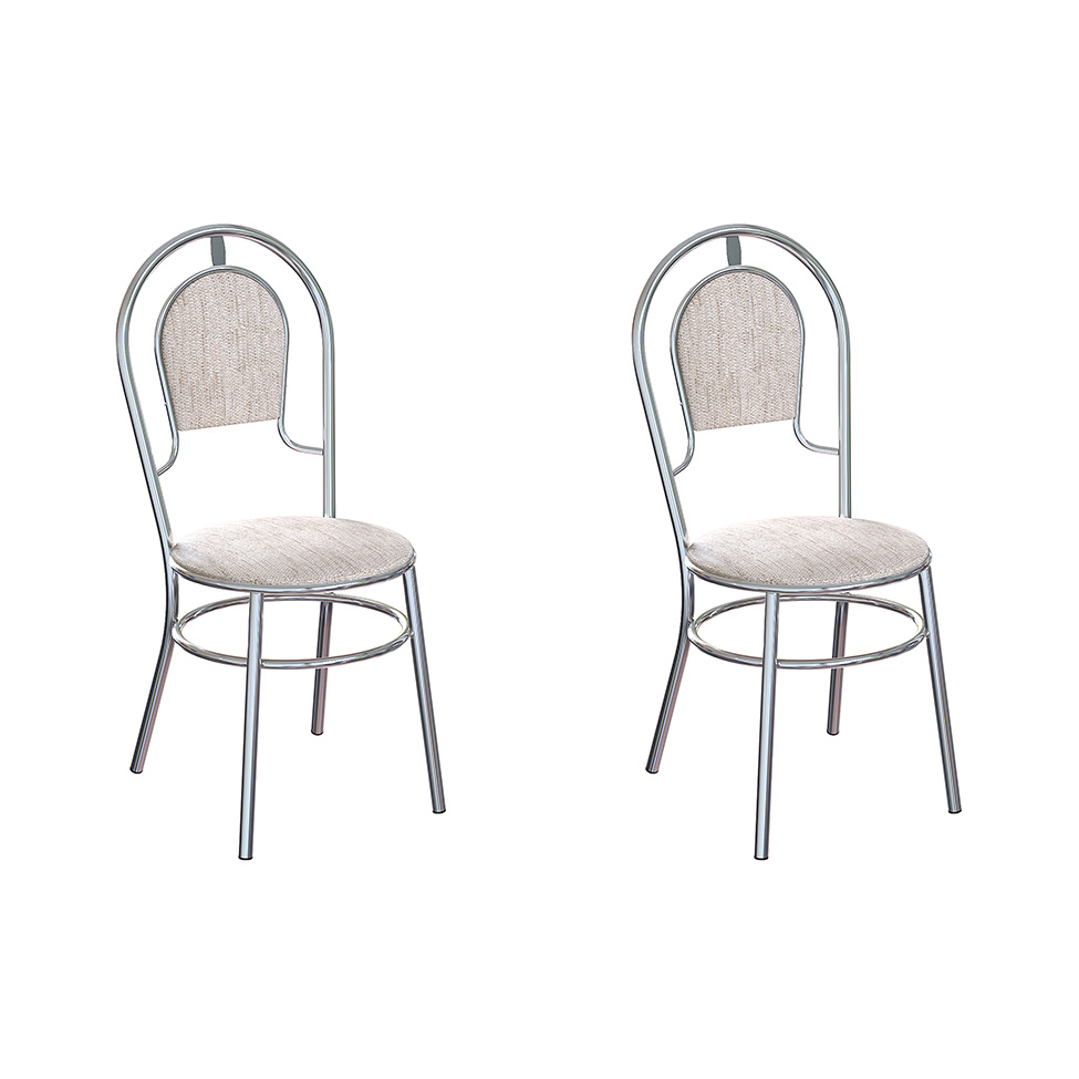Conjunto com 2 Cadeiras de Cozinha River Palha e Cromado