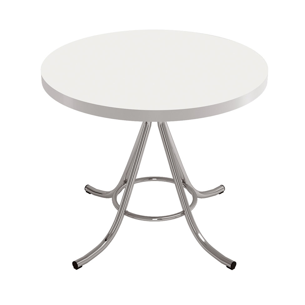 Mesa de Cozinha Redonda Core Branca e Cromada 90 cm