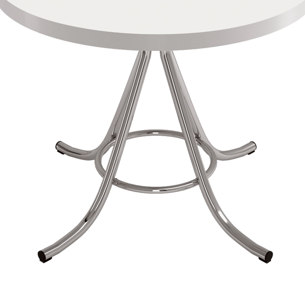 Mesa de Cozinha Redonda Core Branca e Cromada 90 cm