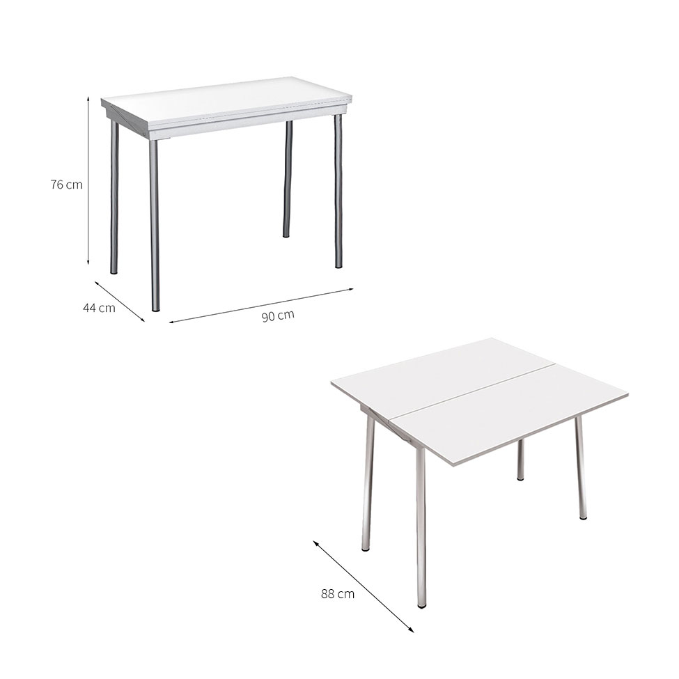 Mesa de Cozinha Retangular Dália Dobrável Branca e Cinza 44 cm