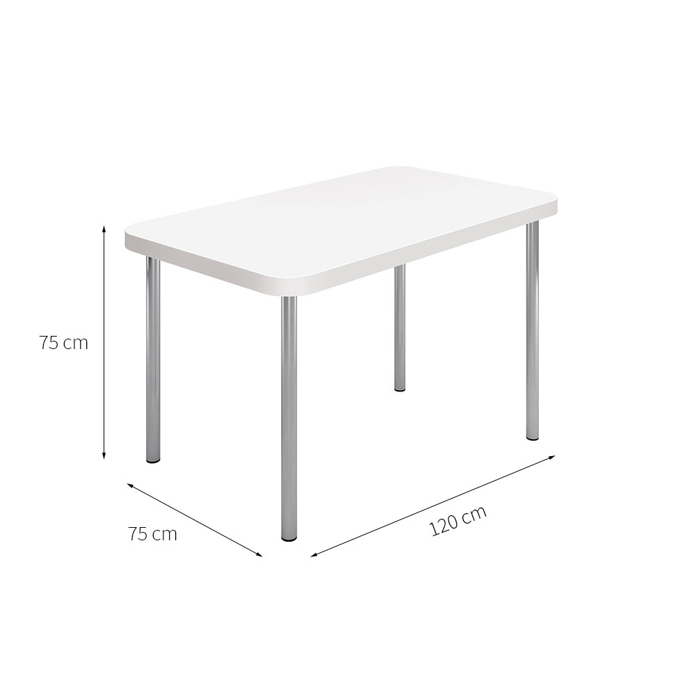 Mesa de Cozinha Retangular Pop Branca e Cromada 75 cm