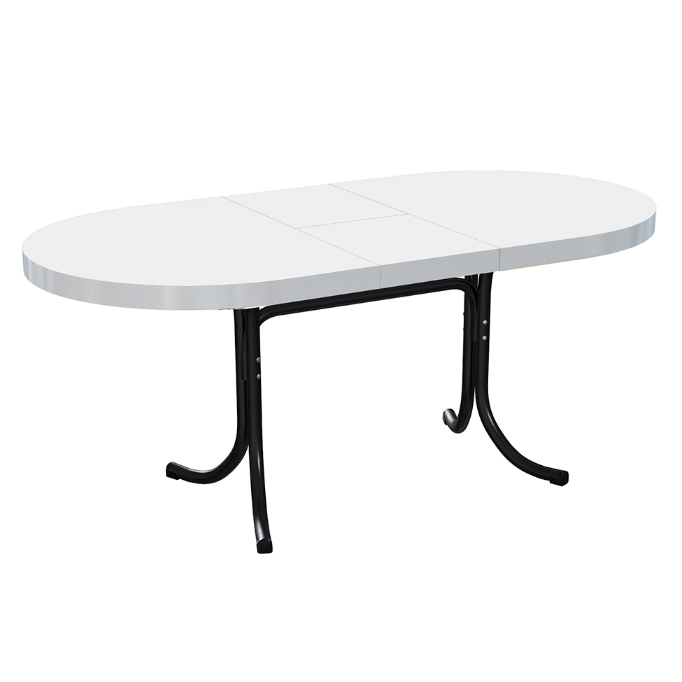 Mesa de Jantar Oval Dobrável Anaheim Branca e Preta 137 cm