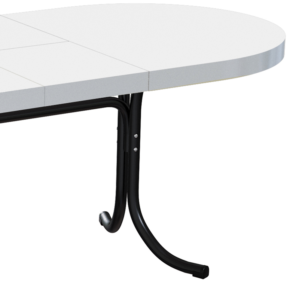 Mesa de Jantar Oval Dobrável Anaheim Branca e Preta 137 cm