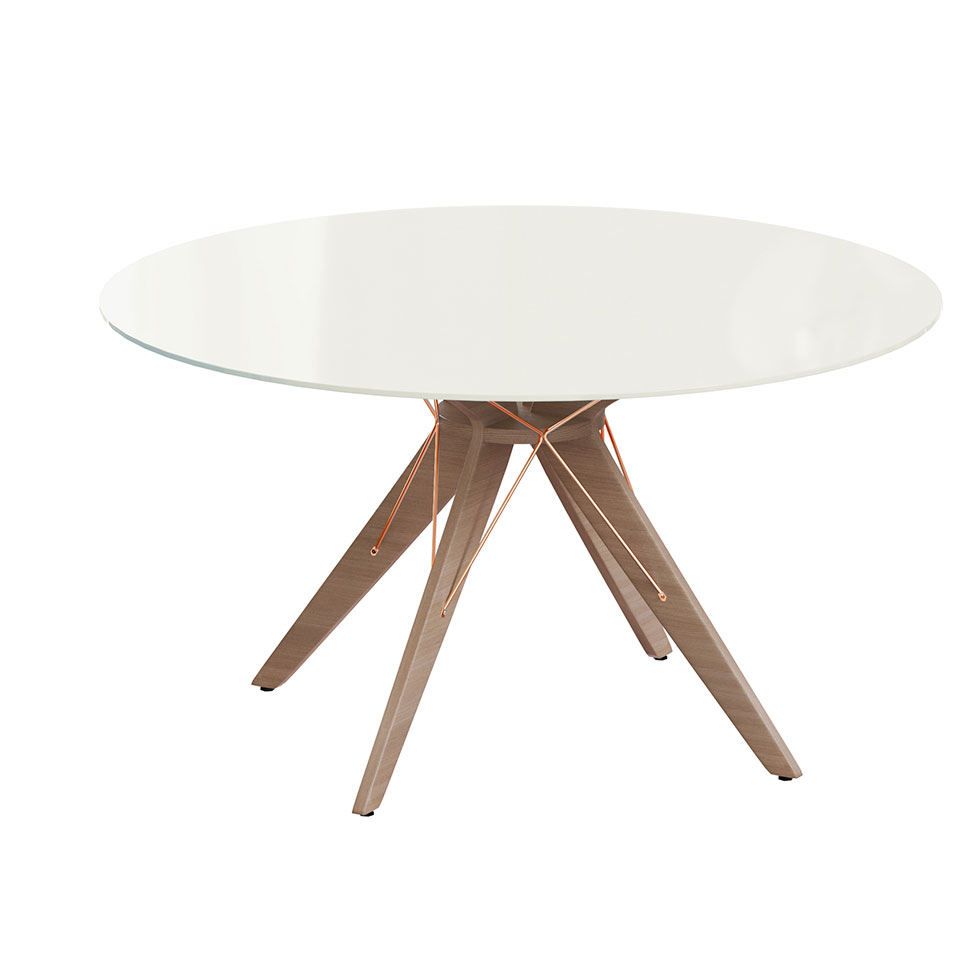 Mesa de Jantar Redonda Spacy Off White e Freijó 120 cm