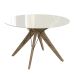 Mesa de Jantar Redonda com Tampo de Vidro Austin Off White e Freijó 120 cm