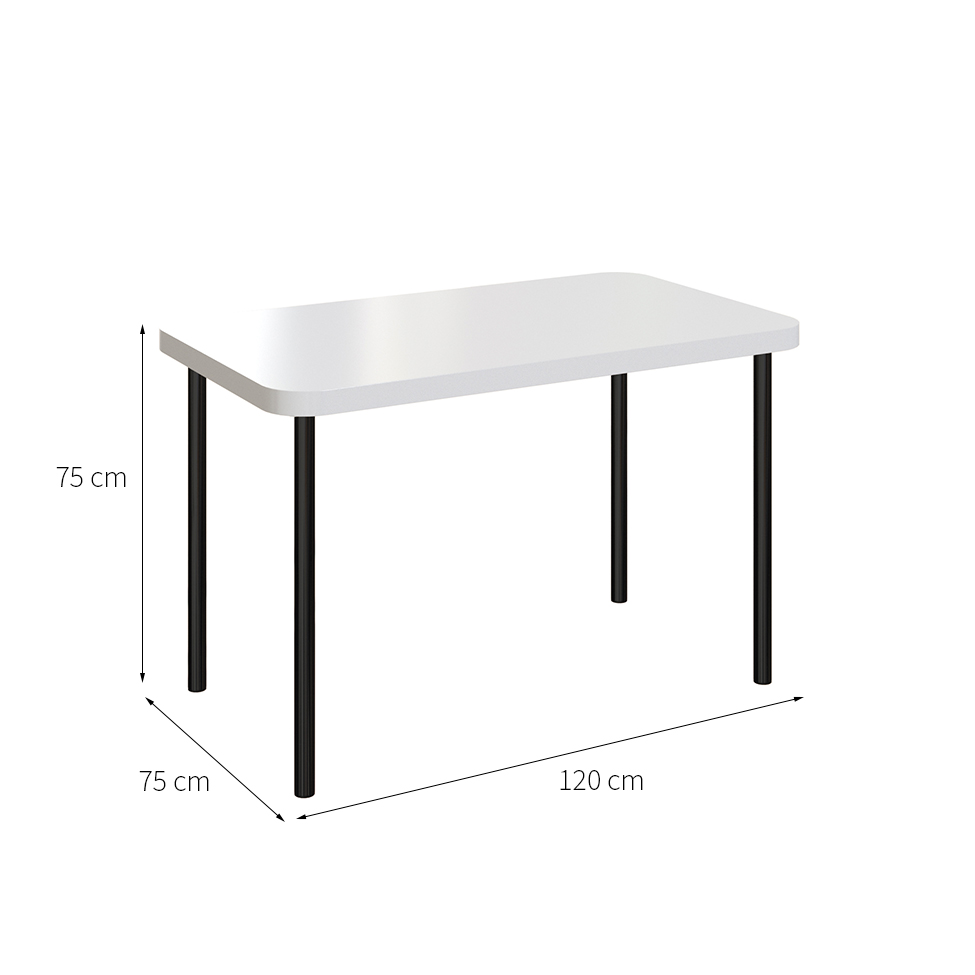 Mesa de Jantar Retangular Memphis Branca e Preta 120 cm