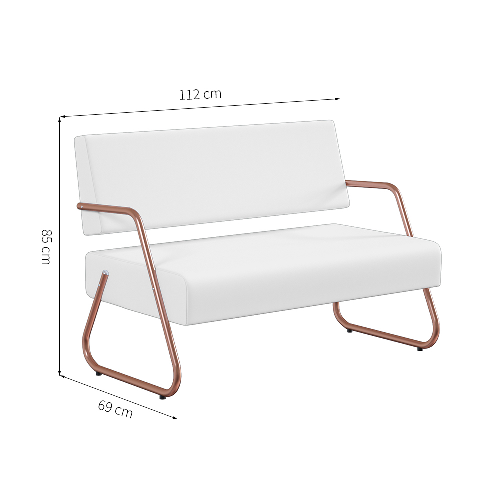 Poltrona 2 Lugares Luara Cobre e Branca 112 cm