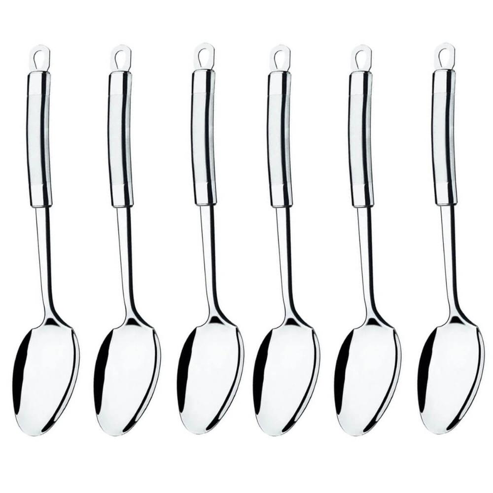 6 Colheres de Servir Top Pratic Inox 32,5cm Brinox Restauran