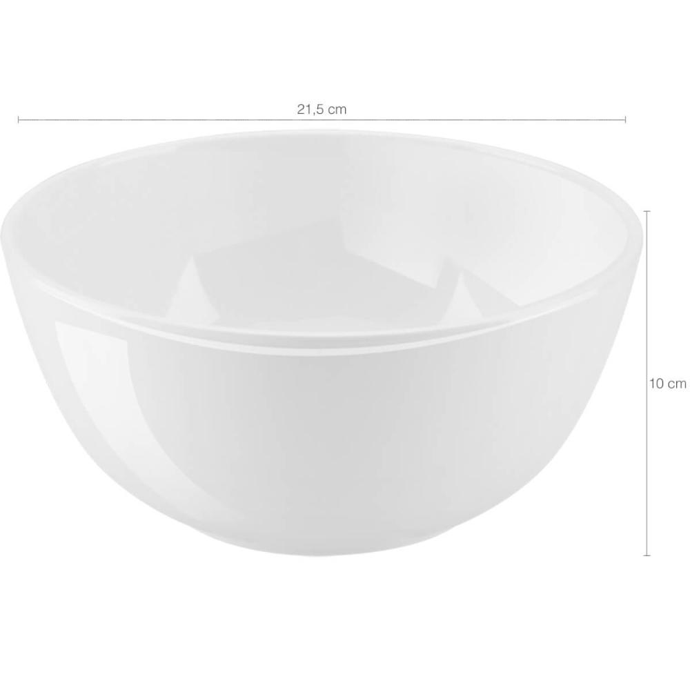 6 Saladeiras Prato de Salada Pote Redondo Melamina Branca 2,2L