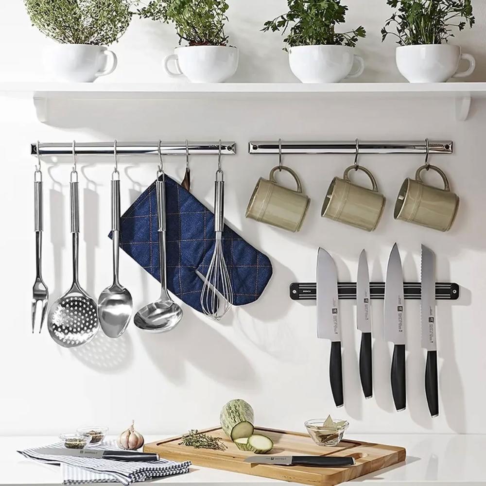Conjunto 2 Barras Organizadoras de Cozinha 60cm em Aço Inox Top Pratic Brinox
