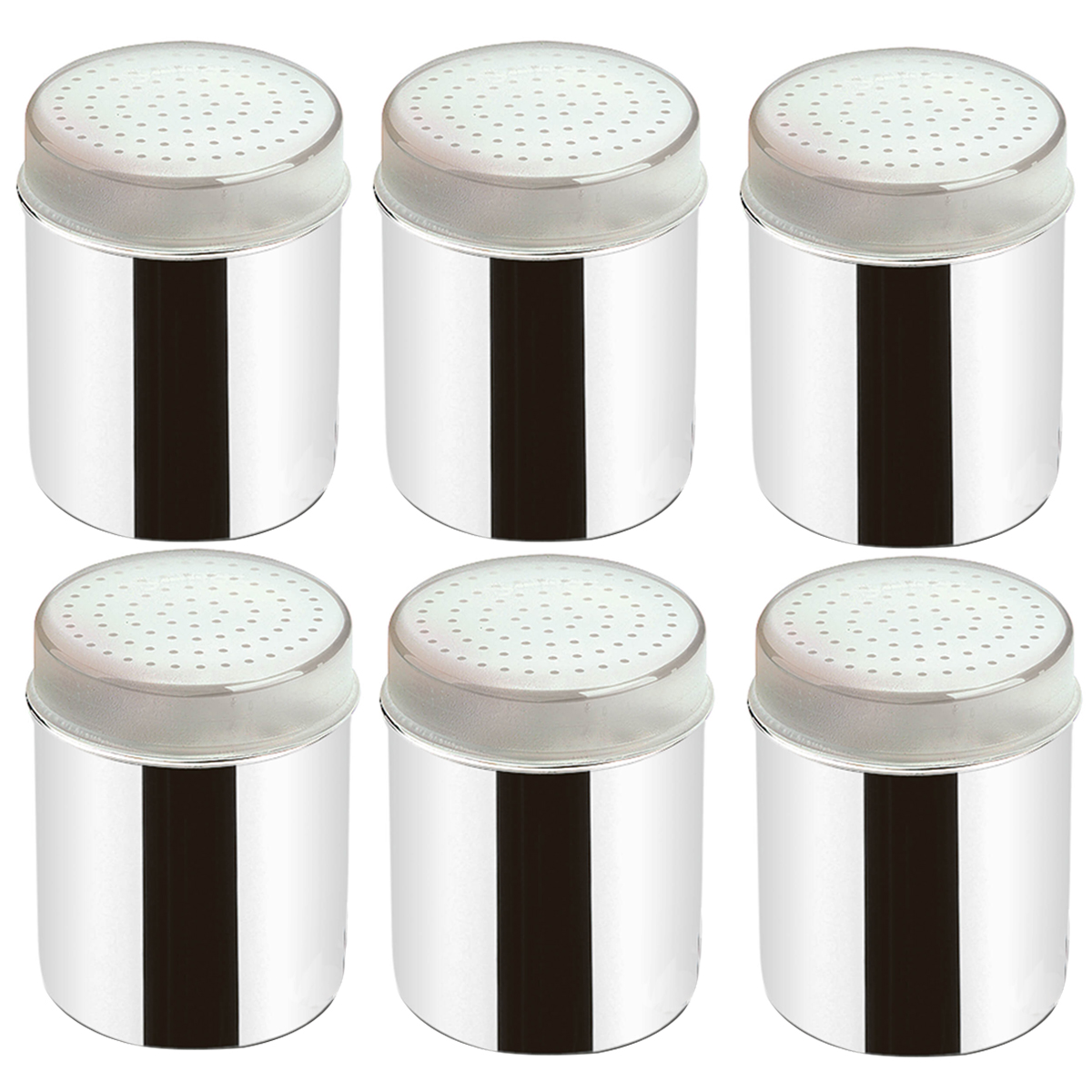Conjunto 6 Saleiros Inox De Mesa Pimenteiros Com Tampa Bancada Brinox Restaurante