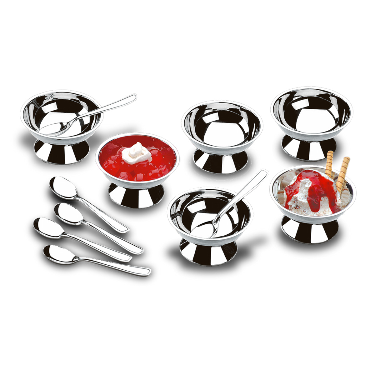 Conjunto Potes Para Sorvete Sobremesa Inox 12 Peças Jornata