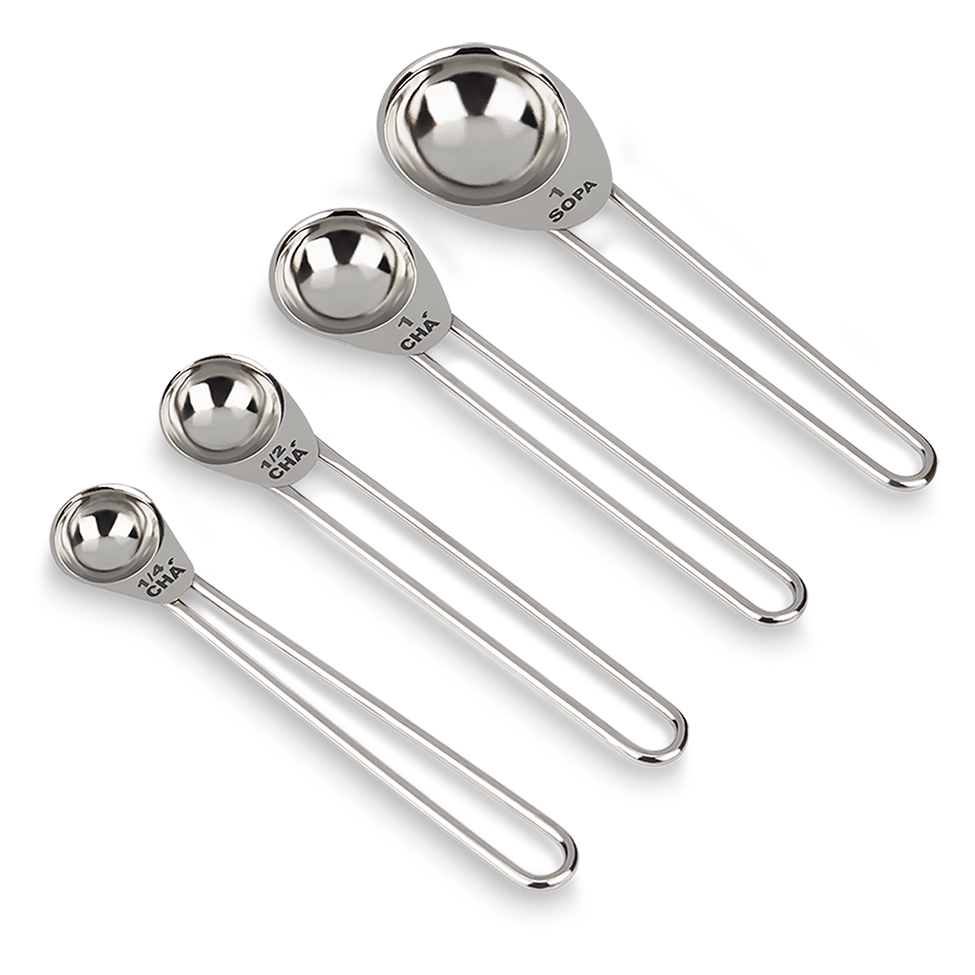Conjunto de Colheres Medidoras com 4 Unidades Top Pratic Prateado
