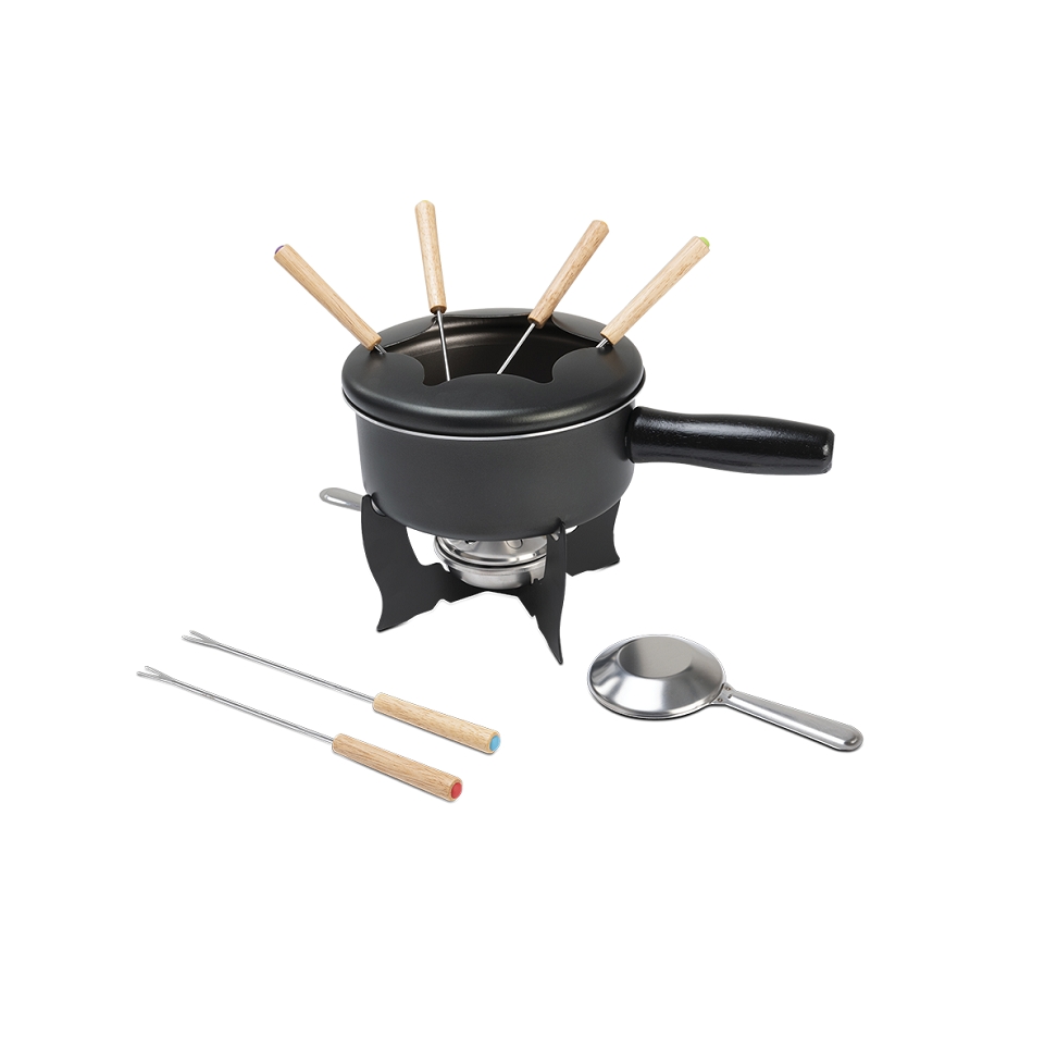 Conjunto para Fondue 10 Peças Petiscos Cinza