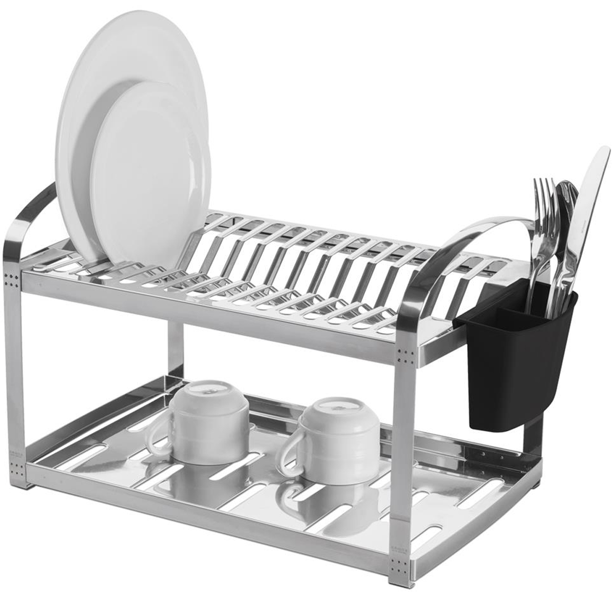 Escorredor Louças 16 Pratos Aço Inox Com Porta Talheres