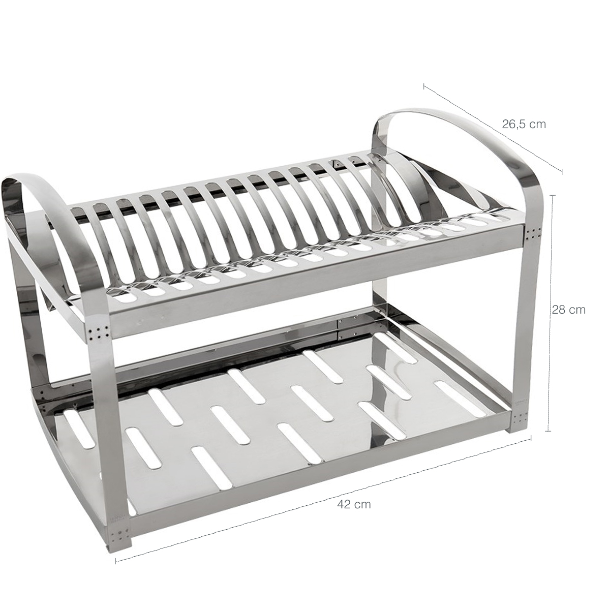Escorredor Louças 16 Pratos Aço Inox Com Porta Talheres
