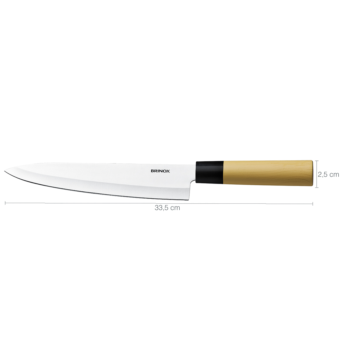 Faca Cheff 8" Aço Inox Linha Samurai Cabo Polietileno Brinox