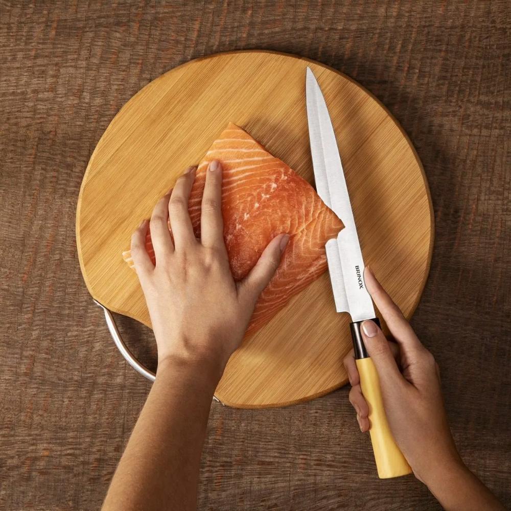 Faca para Sushi e Sashimi 8" Brinox com Lâmina em Aço Inox e