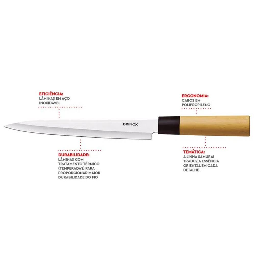 Faca para Sushi e Sashimi 8" Brinox com Lâmina em Aço Inox e