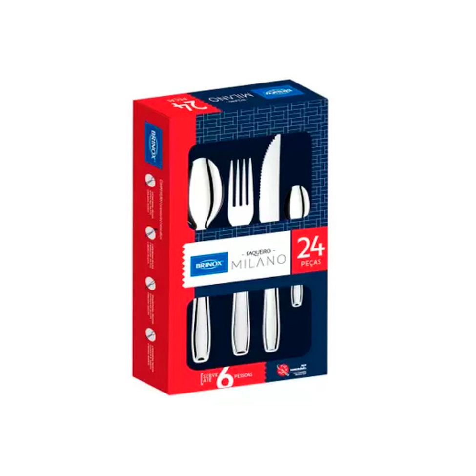 Faqueiro Milano com 24 Peças Aço Inox