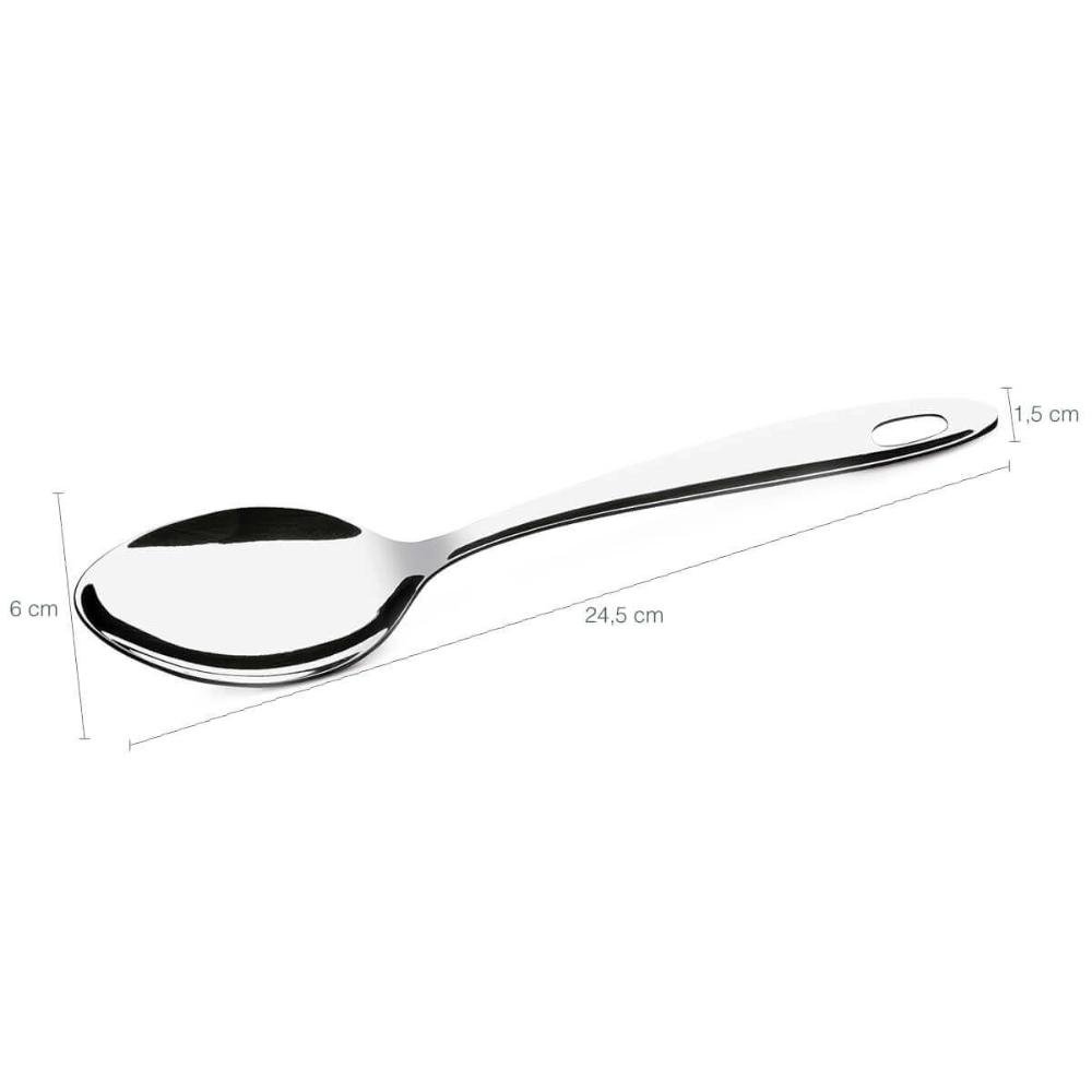 Kit 12 Colheres para Servir Arroz Molhos 24,5cm para Restaurantes Buffets Hotéis Aço Inox Brinox