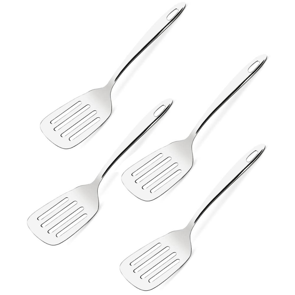 Kit 4 Espátulas de Inox Para Cozinha Espátula Perfurada Culinária Brinox
