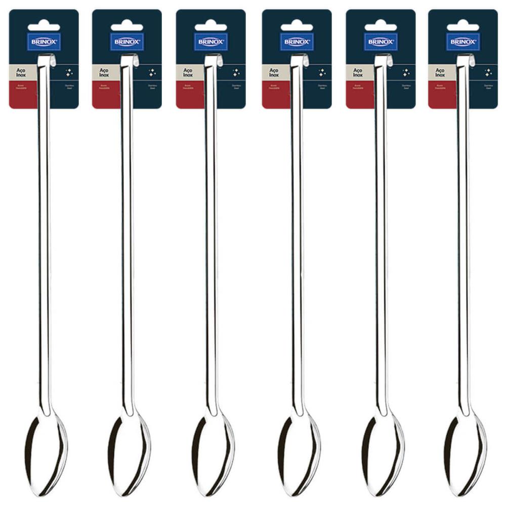 Kit 6 Colher de Servir Arroz Cozinha Industrial Restaurante Grande Aço Inox