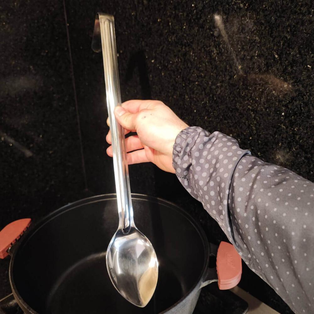Kit 6 Colher de Servir Arroz Cozinha Industrial Restaurante Grande Aço Inox