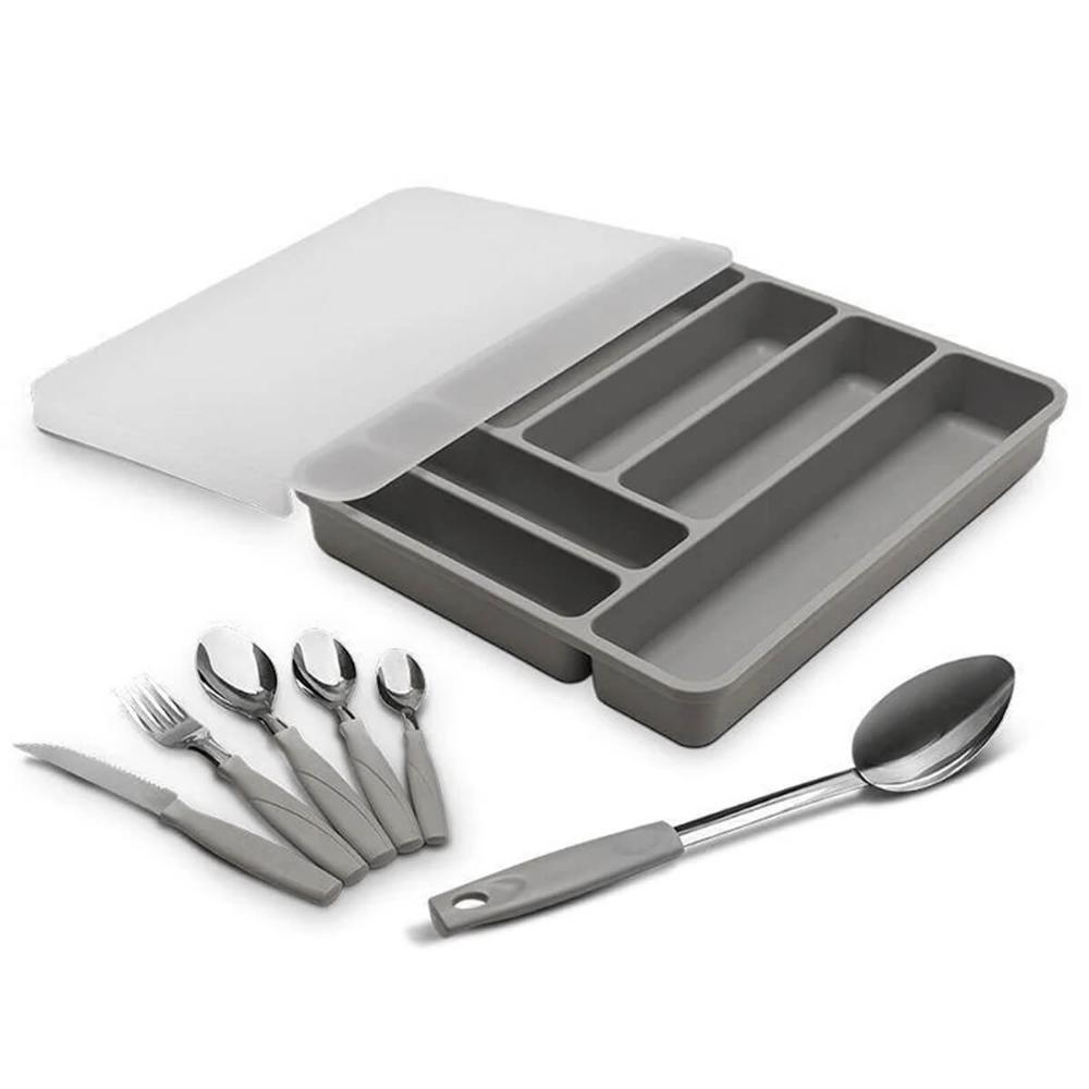 Kit Faqueiro Aço Inox 32 Peças Itaparica e Organizador de Ta
