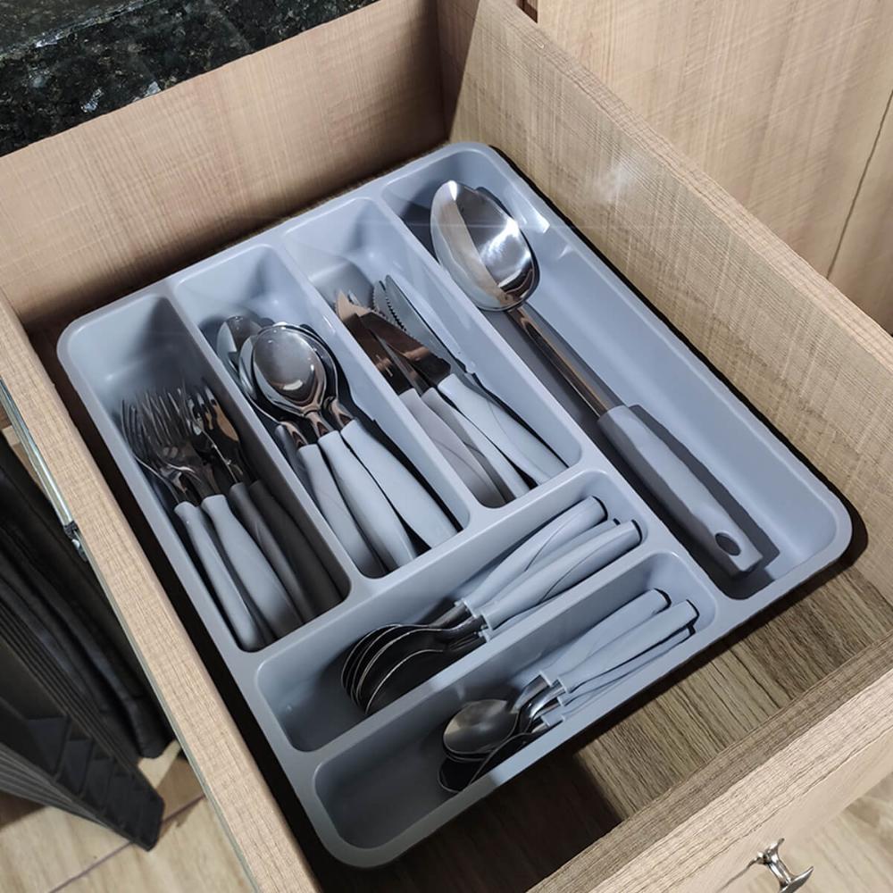 Kit Faqueiro Aço Inox 32 Peças Itaparica e Organizador de Ta