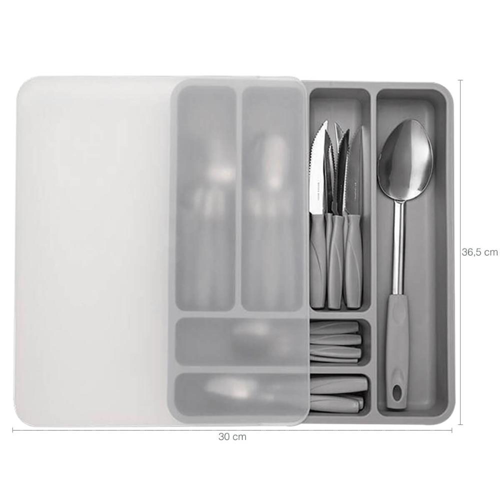 Kit Faqueiro Aço Inox 32 Peças Itaparica e Organizador de Ta
